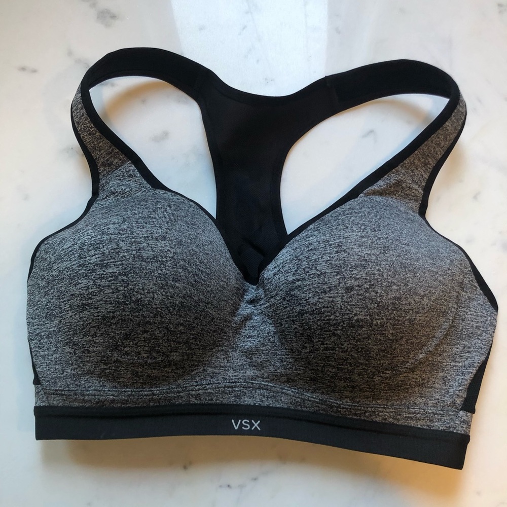 VSX grey and black sports bra